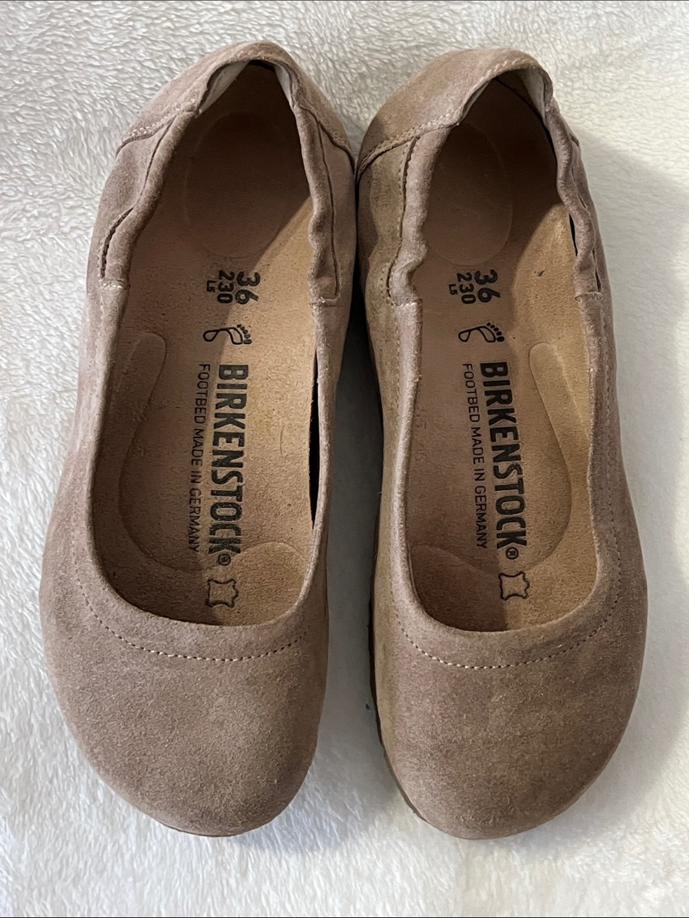 Birkenstock Women's Suede Ballet Flats in Taupe Brown size 36